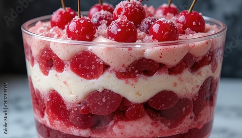 Wallpaper Mural Delicious cherry layered dessert kitchen food photography home top view culinary delight Torontodigital.ca