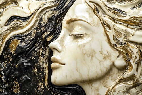 A detailed marble relief of classical sculptures made generative AI technology