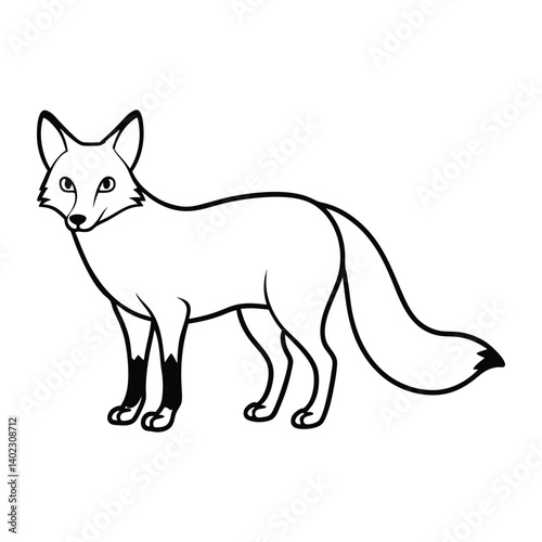 Isolated vector cartoon fox, a wild mammal silhouette