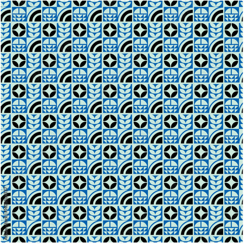 seamless pattern with blue flowers
