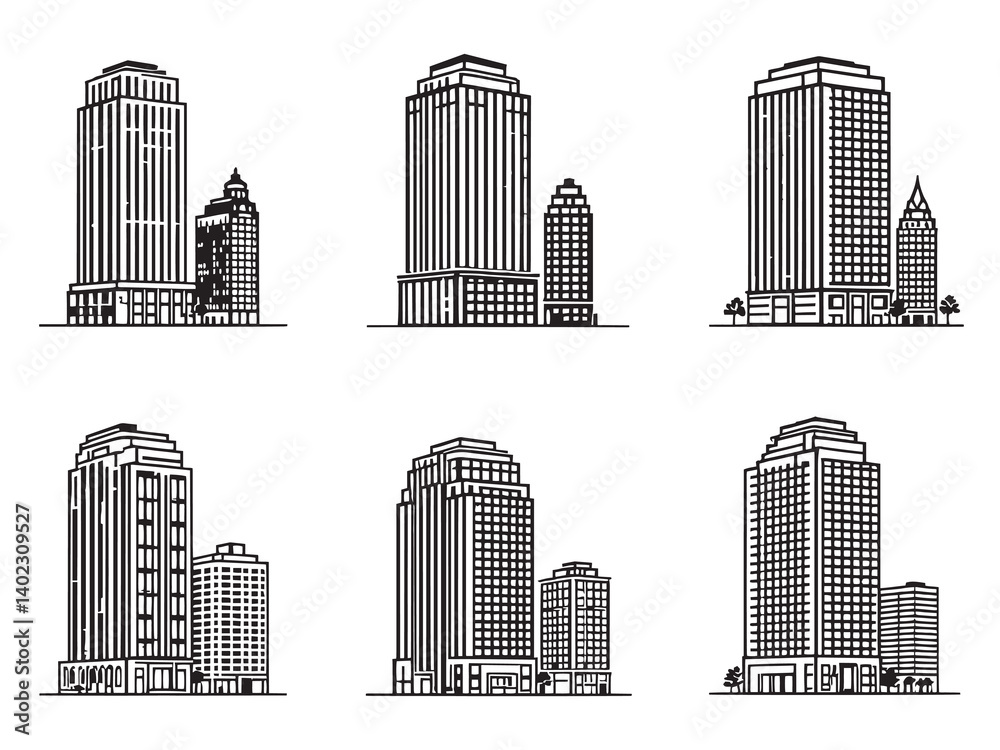 Naklejka premium 432 Park Avenue Minimalist Architectural Illustration
