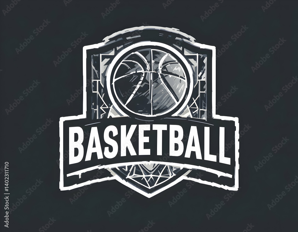 Basketball Graphic Design with Ball Icon and Bold Text Basketball Graphic Design with Ball Icon and Bold Text