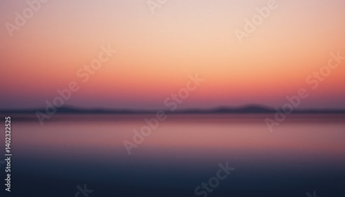 Blurred Horizon: Dawn Hues over Still Waters, Distant Peaks