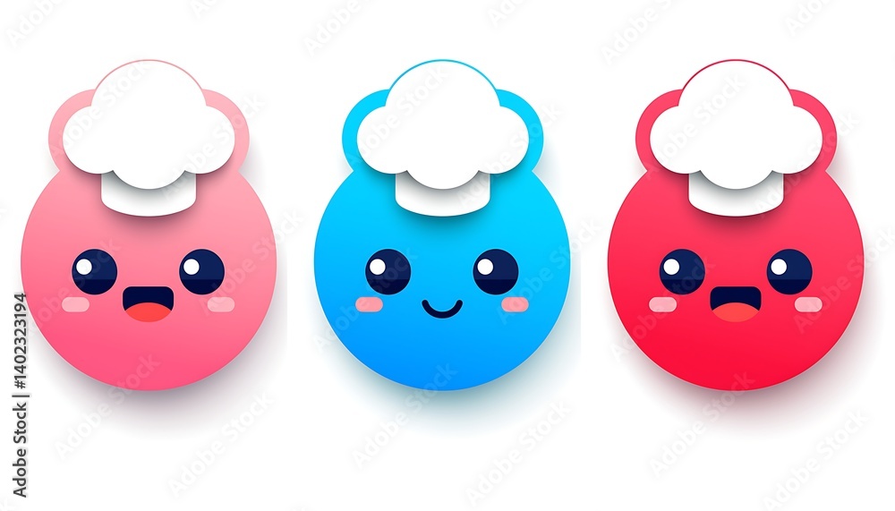 Obraz premium Cute Chefs Icons Set