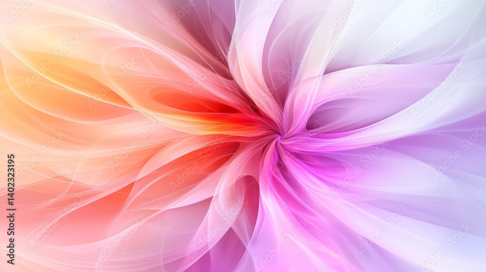 Radiant Spectrum Bloom: Abstract Floral Design with Flowing Petals in Vibrant Shades of Orange, Red, Pink, and Violet. Radiant Spectrum Bloom: Abstract Floral Design with Flowing Petals in Vibrant Shades of Orange, Red, Pink, and Violet.