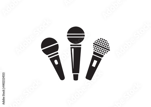 Simple Vector Illustration of Three Different Microphones