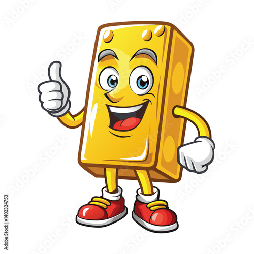 Cheerful gold bar mascot giving a thumbs up