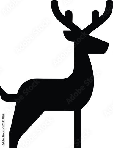 Elegant monochrome design of a deer-like figure composed of smooth organic shapes, standing tall in a vertical frame
