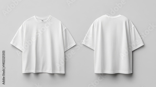 Mockup of white oversize tshirt with front and back views illustration
