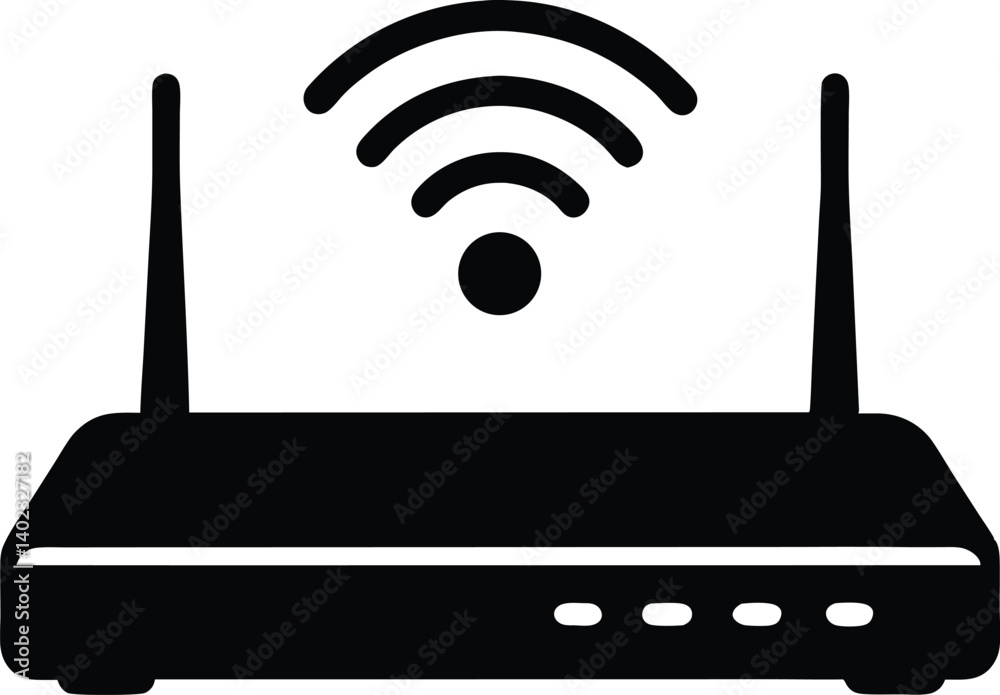 Wi-Fi router silhouette vector, wireless router icon Wi-Fi router silhouette vector, wireless router icon