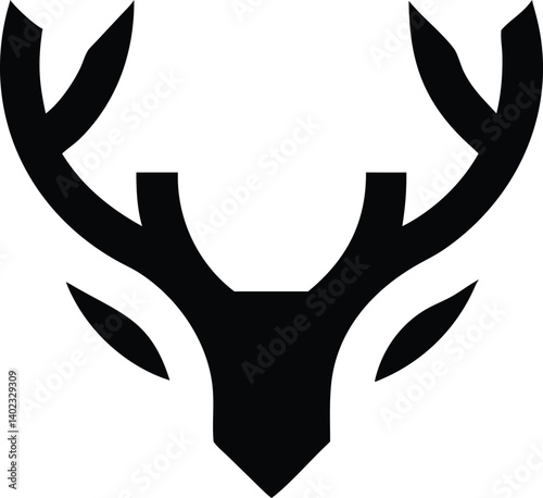 Minimalist stag design with curved shapes and negative space forming a refined silhouette