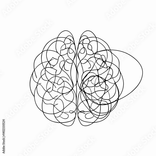 Creative vs Logical Brain continuous line art drawing style Vector