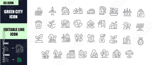 Green City Icon - Vector Illustration of Eco-Friendly Urban Environment and Sustainability 