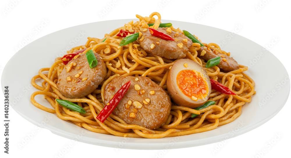 Savory Spaghetti with Meat Patties and Soft Boiled Eggs Savory Spaghetti with Meat Patties and Soft Boiled Eggs