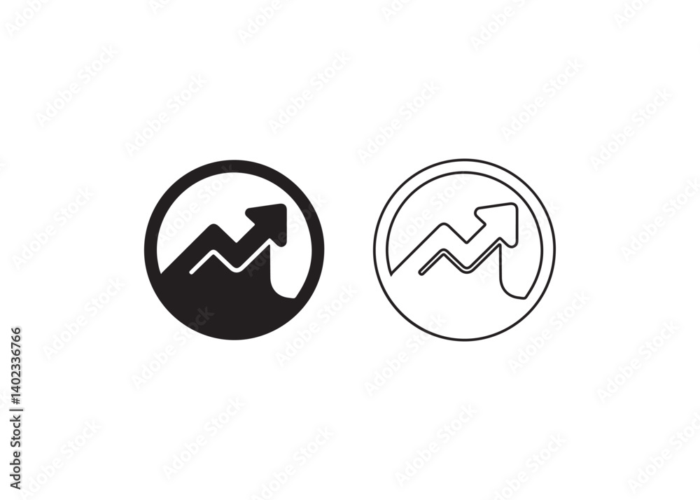 Two Vector Graphic Illustrations of an Upward Trend Two Vector Graphic Illustrations of an Upward Trend