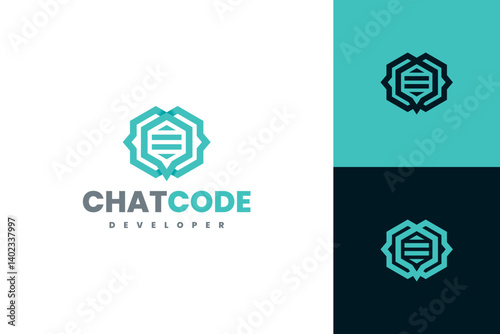 chat code logo vector
