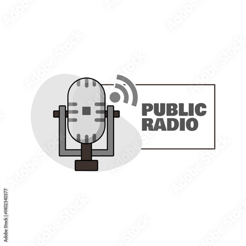 National Public Radio Day to celebrate on May 3th. A microphone with bold text on white background.