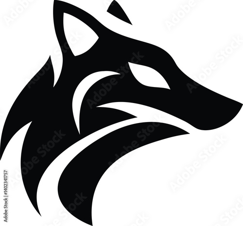 Stylized Wolf Design Merging Natural Contours with Tribal Aesthetics