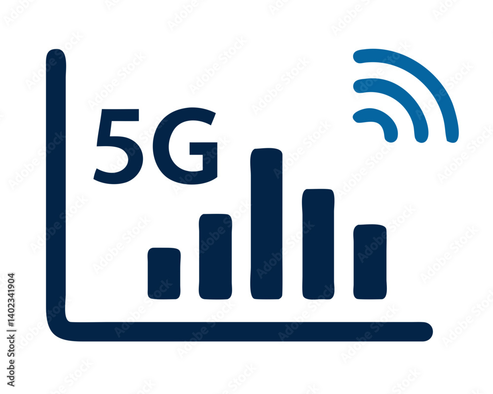 5G network signal indicator with bar graph representation 5G network signal indicator with bar graph representation