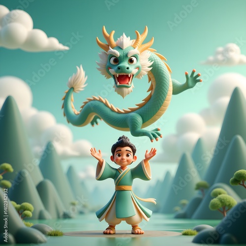 The auspicious dragon presents auspicious festival