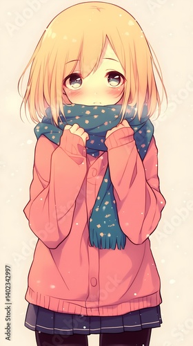 Cute girl in winter scene