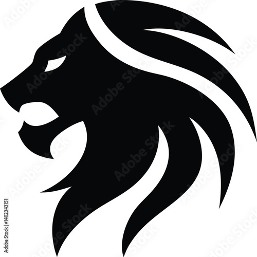 Regal Lion Head with Flowing Tribal Mane and Crowning Curves