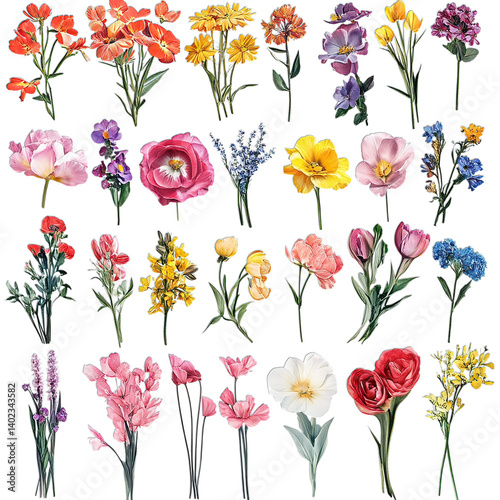 Wallpaper Mural set of flowers isolated on transparent background png Torontodigital.ca