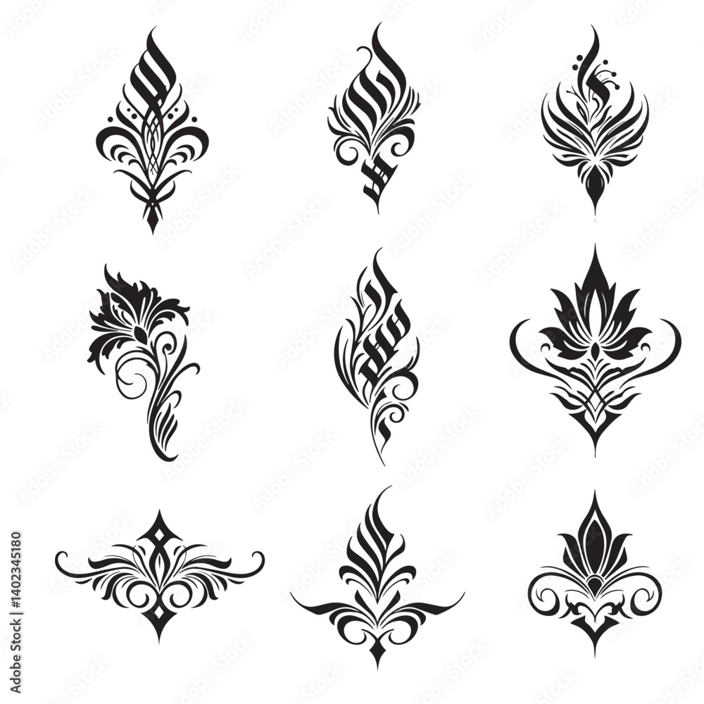 Modern script and floral blend in calligraphy typography floral tattoo illustration filled with ornamental curls
Modern script and floral blend in calligraphy typography floral tattoo illustration filled with ornamental curls