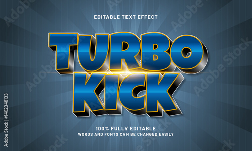 turbo kick editable text effect with a game and sport text style
