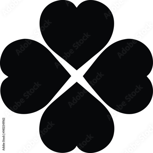 Lucky Clover Minimalism: Evenly Spaced, Softly Heart-Shaped Leaves in Flat Monochrome