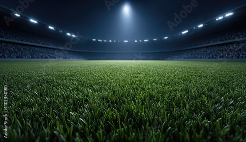 Empty Stadium Under Spotlight at Night photo