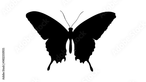 Silhouette of a Flying Bird with Wings Spread Against a Light Background