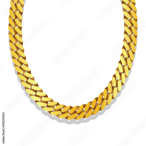 Miami Cuban Links Gold Chain Vector Illustration