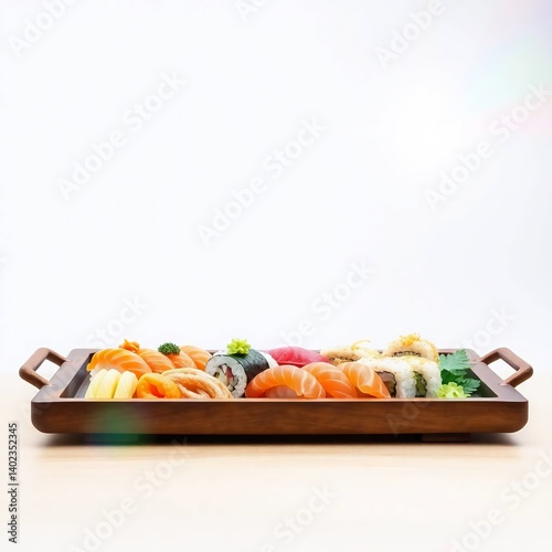 Spread the sauce on top the sushi roll Japanese cold roll with salmon