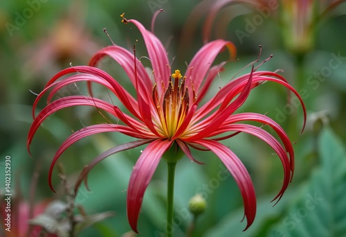 Two different photos - one of Strelitzia flowers in natural compositions in Madeira, and one of a spider lily bush.