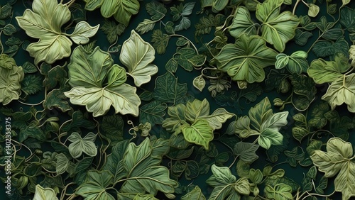 "Floral Green Leaf Border and Round Frame Design for Invitations, Greetings, and Banners"