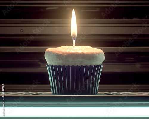 Obraz na płótnie Lit Cupcake in Tech Setting w salonie