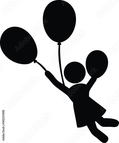 Surreal Black-and-White Balloon Girl Depiction with Uplifting Feel
