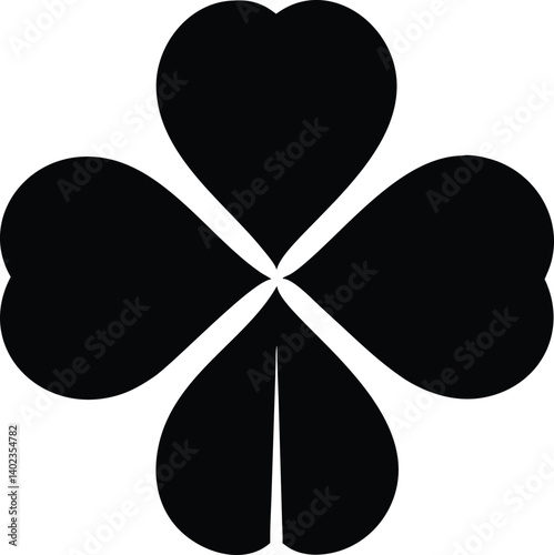 Graphic Clover Emblem: Uniform Leaves and a Strong Central Stem for Symbolic Impact