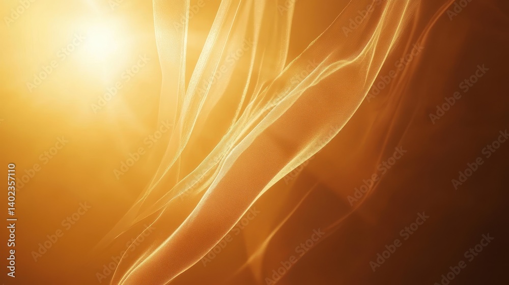 Abstract illustration of golden light and delicate flowing lines Abstract illustration of golden light and delicate flowing lines