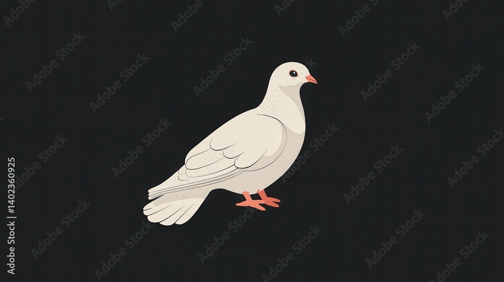 Fototapeta premium white dove isolated on black illustration