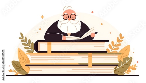 Elderly Man Reading Books