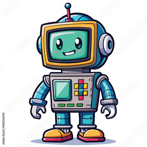 Wallpaper Mural Cute robot with a retro computer display Torontodigital.ca