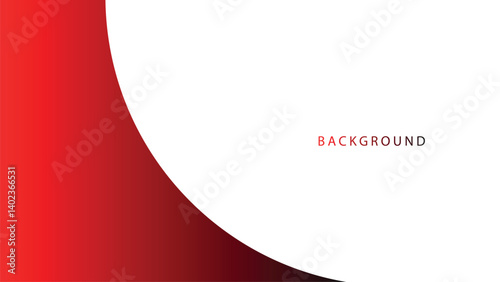 A clean and minimalist abstract background featuring a smooth gradient from deep red to a lighter shade, flowing into a large area of pure white.