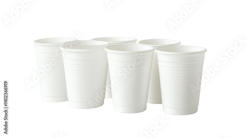 Wallpaper Mural Group of Empty White Plastic Disposable Cups Isolated on White Background Torontodigital.ca