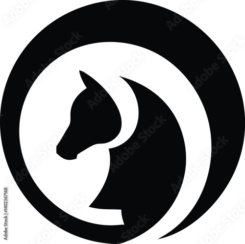 Modern Emblem Design Integrating Horse Profile and Woman?s Silhouette