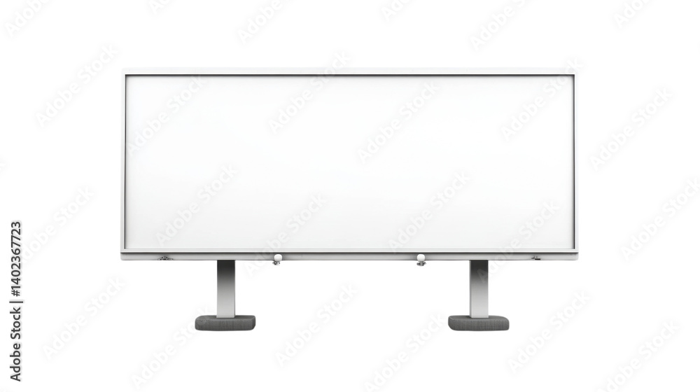Large White Billboard in the Middle of Modern Shopping Mall Isolated on White Background Large White Billboard in the Middle of Modern Shopping Mall Isolated on White Background