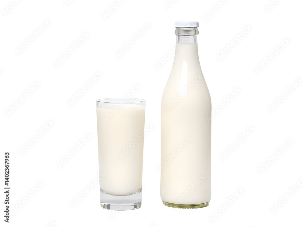 Fresh Milk in Glass and Bottle Isolated on White Background – Healthy Dairy Beverage Product Photo Fresh Milk in Glass and Bottle Isolated on White Background – Healthy Dairy Beverage Product Photo