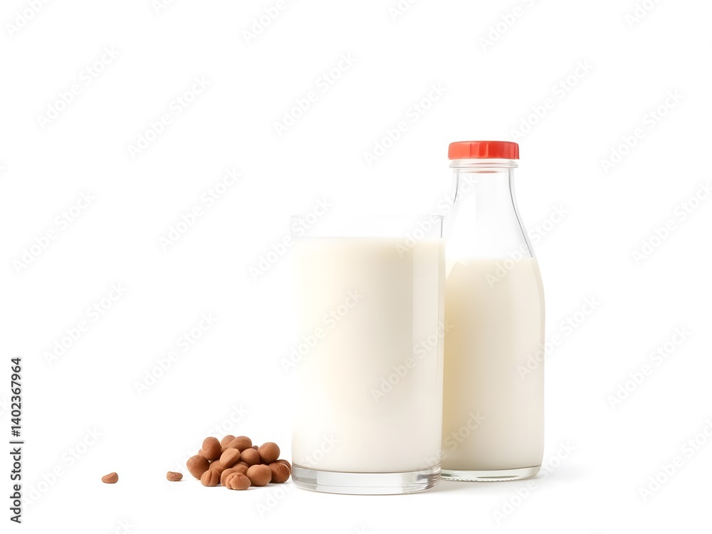 Fresh Milk in Glass and Bottle Isolated on White Background – Healthy Dairy Beverage Product Photo Fresh Milk in Glass and Bottle Isolated on White Background – Healthy Dairy Beverage Product Photo