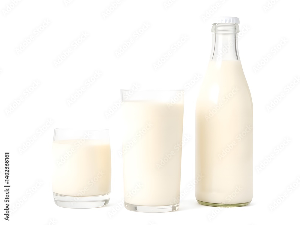Fresh Milk in Glass and Bottle Isolated on White Background – Healthy Dairy Beverage Product Photo Fresh Milk in Glass and Bottle Isolated on White Background – Healthy Dairy Beverage Product Photo